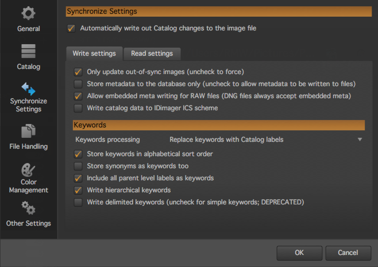 Write Settings