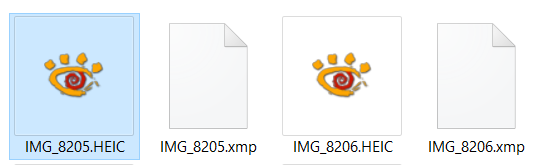 HEIC files in Windows Explorer (shown with XnView icon)